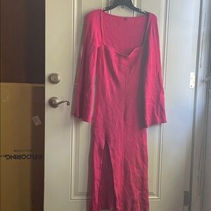 Pink long sleeve sweater dress